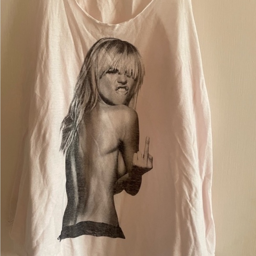 Brandy Melville Black and Pink Graphic Sleeveless Tank